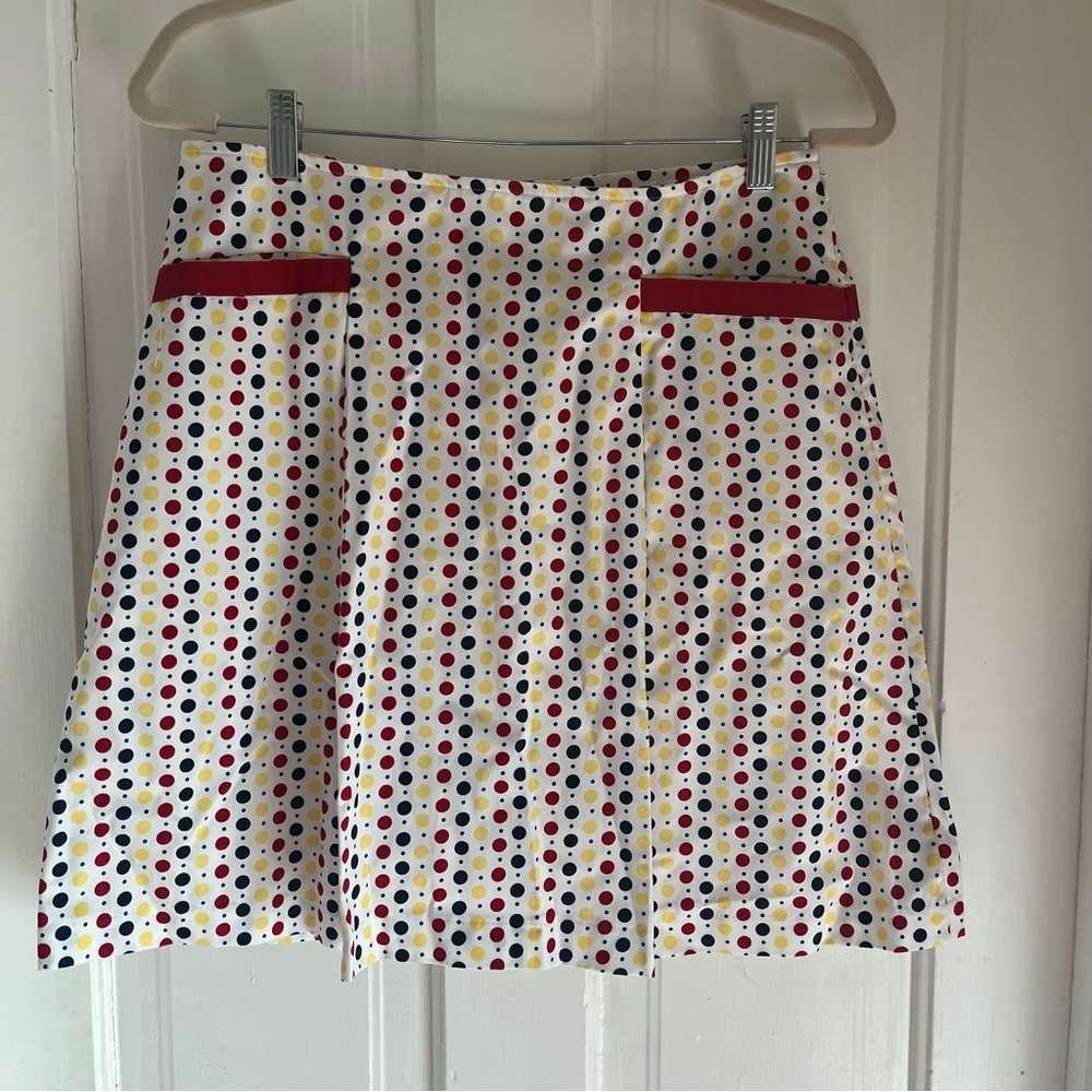 St Aumont polka dot skirt size 6 white with blue red and yellow dots